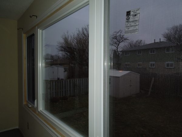 Closeup on the new family room window Closeup on the new family room window
